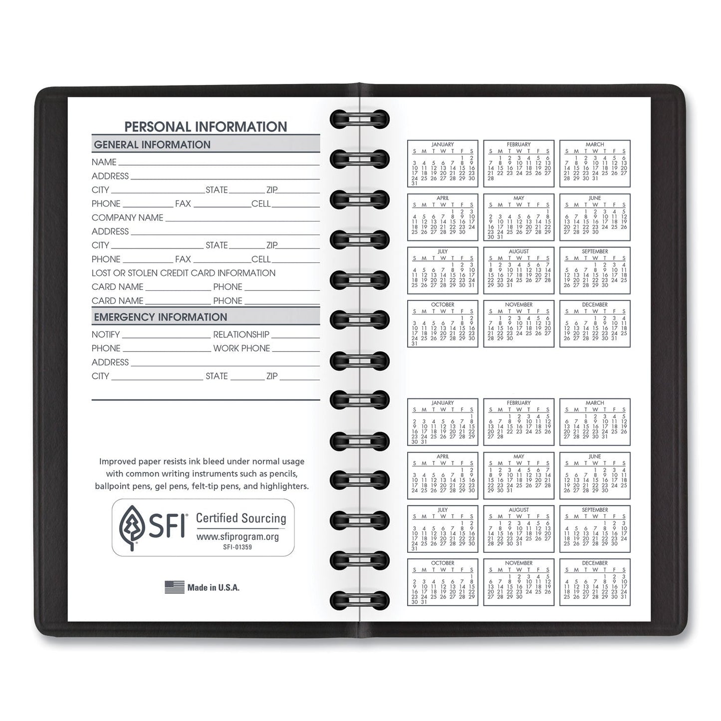 AT-A-GLANCE Weekly Planner, 4.5 x 2.5, Black Cover, 12-Month (Jan to Dec): 2024