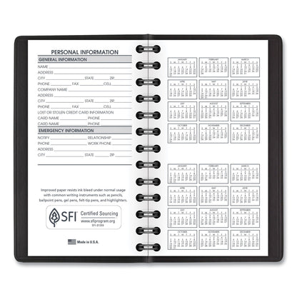 AT-A-GLANCE Weekly Planner, 4.5 x 2.5, Black Cover, 12-Month (Jan to Dec): 2024