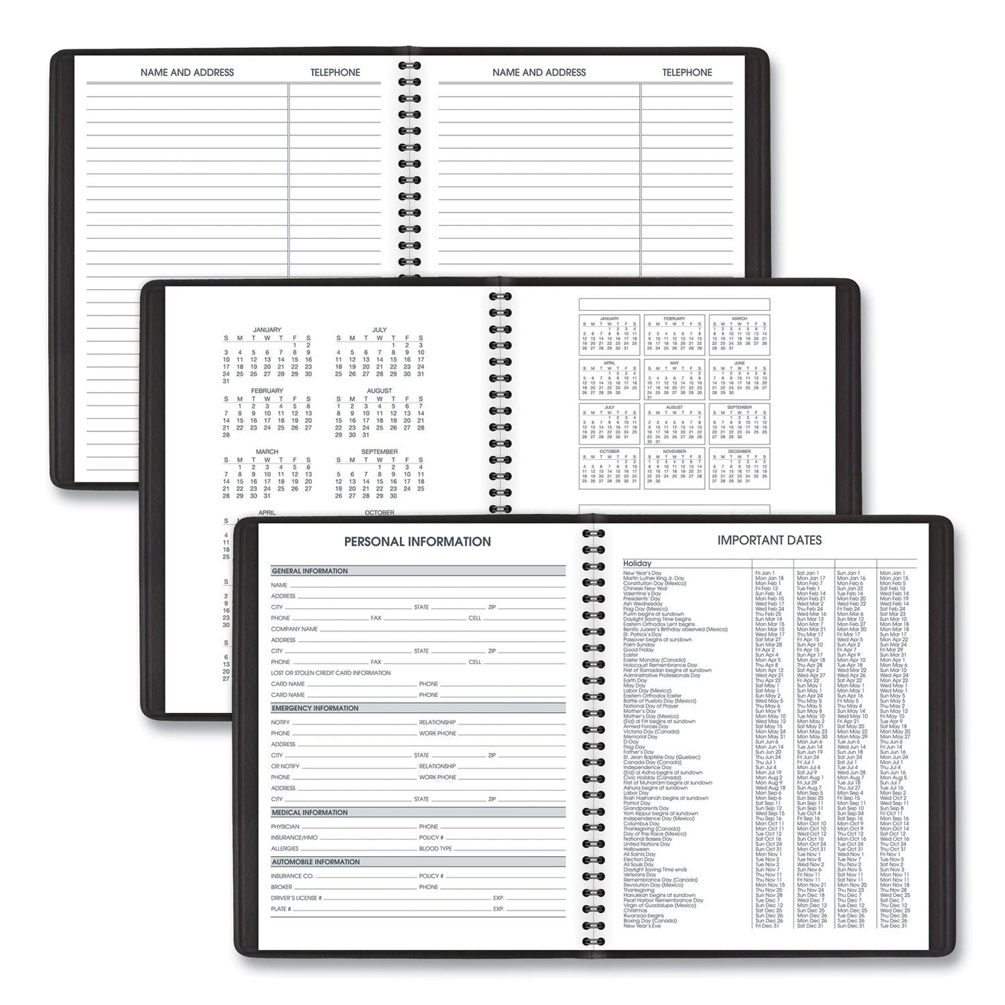 AT-A-GLANCE Weekly Vertical-Column Appointment Book Ruled for Hourly Appointments, 8.75 x 7, Black Cover, 13-Month (Jan-Jan): 2023-2024
