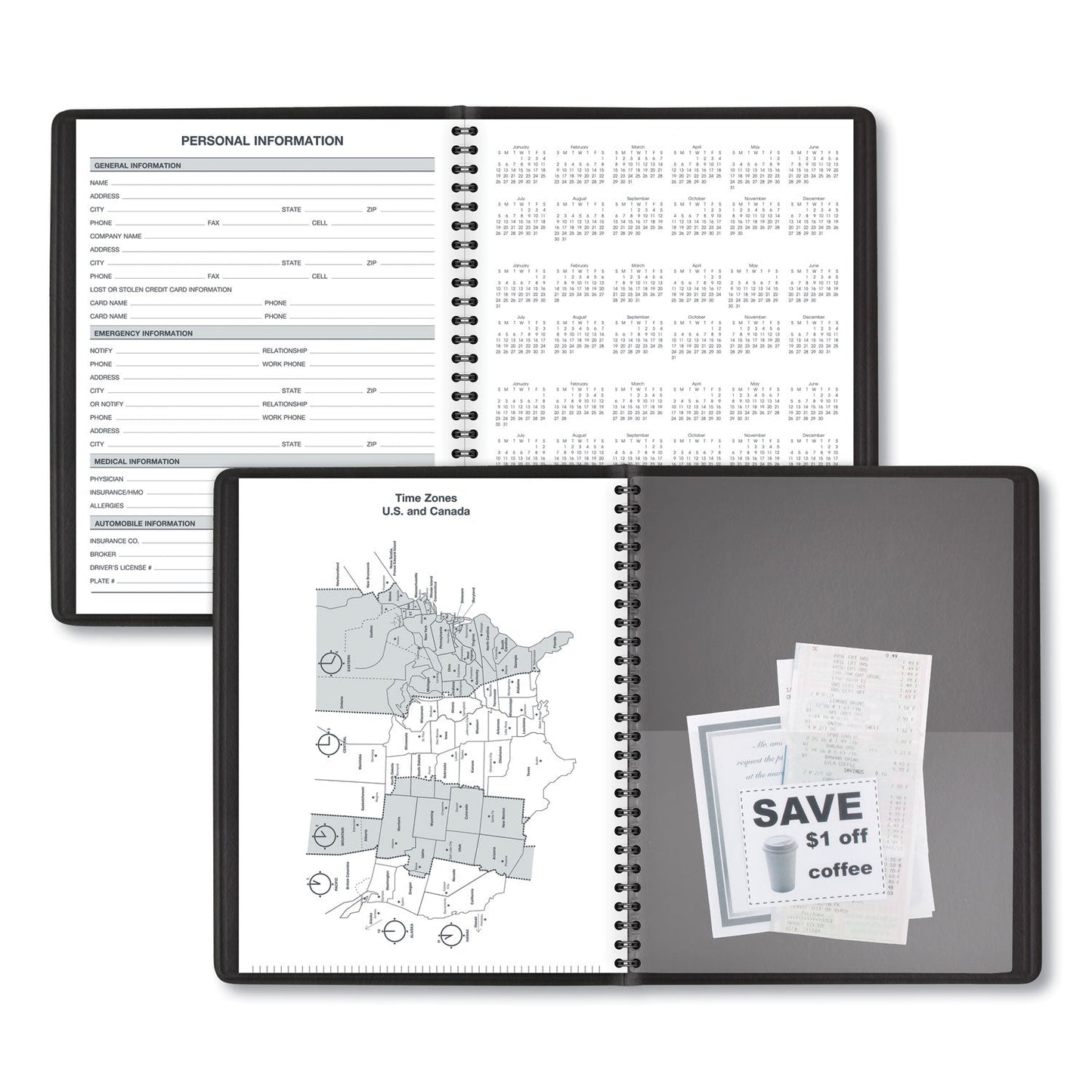 AT-A-GLANCE 24-Hour Daily Appointment Book, 8.75 x 7, Black Cover, 12-Month (Jan to Dec): 2023