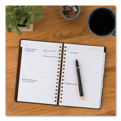 AT-A-GLANCE Signature Collection Distressed Brown Weekly Monthly Planner, 8.5 x 5.5, Brown Cover, 13-Month (Jan to Jan): 2023 to 2024