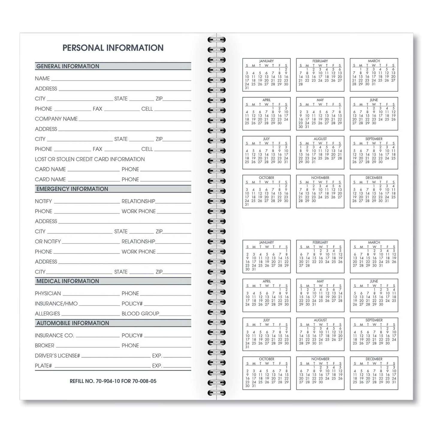 AT-A-GLANCE Weekly Appointment Book Refill Hourly Ruled, 6.25 x 3.25, White Sheets, 12-Month (Jan to Dec): 2023