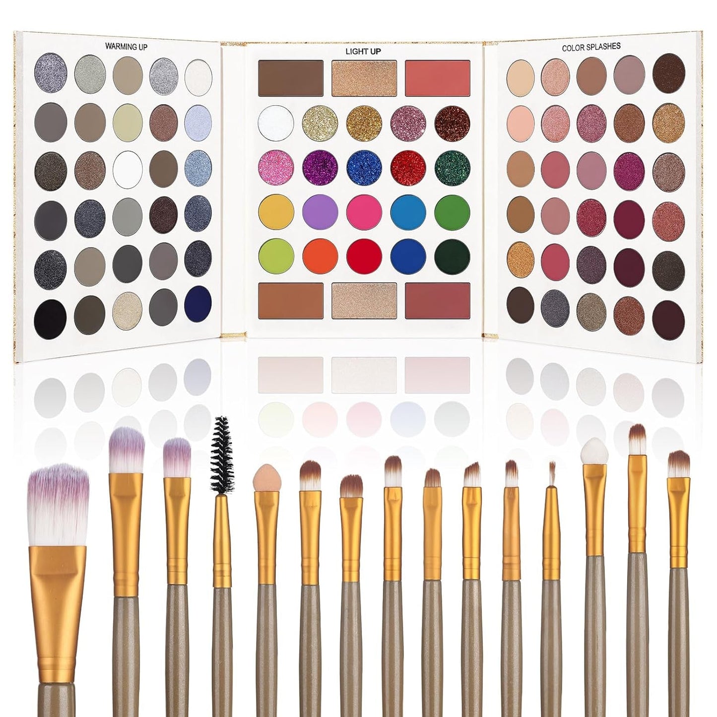 UCANBE Eyeshadow Palette with 15Pcs Brushes Makeup Set, Pigmented 86 Colors Make up Sets Valentine'S Day Gift, Matte Shimmer Glitter Eye Shadow Pallet Highlighter Contour Blush Powder Brush Beauty Kit
