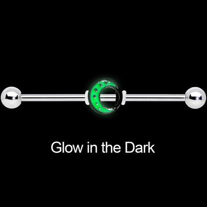 14G Glow in the Dark Crescent Moon Industrial Barbell 38mm