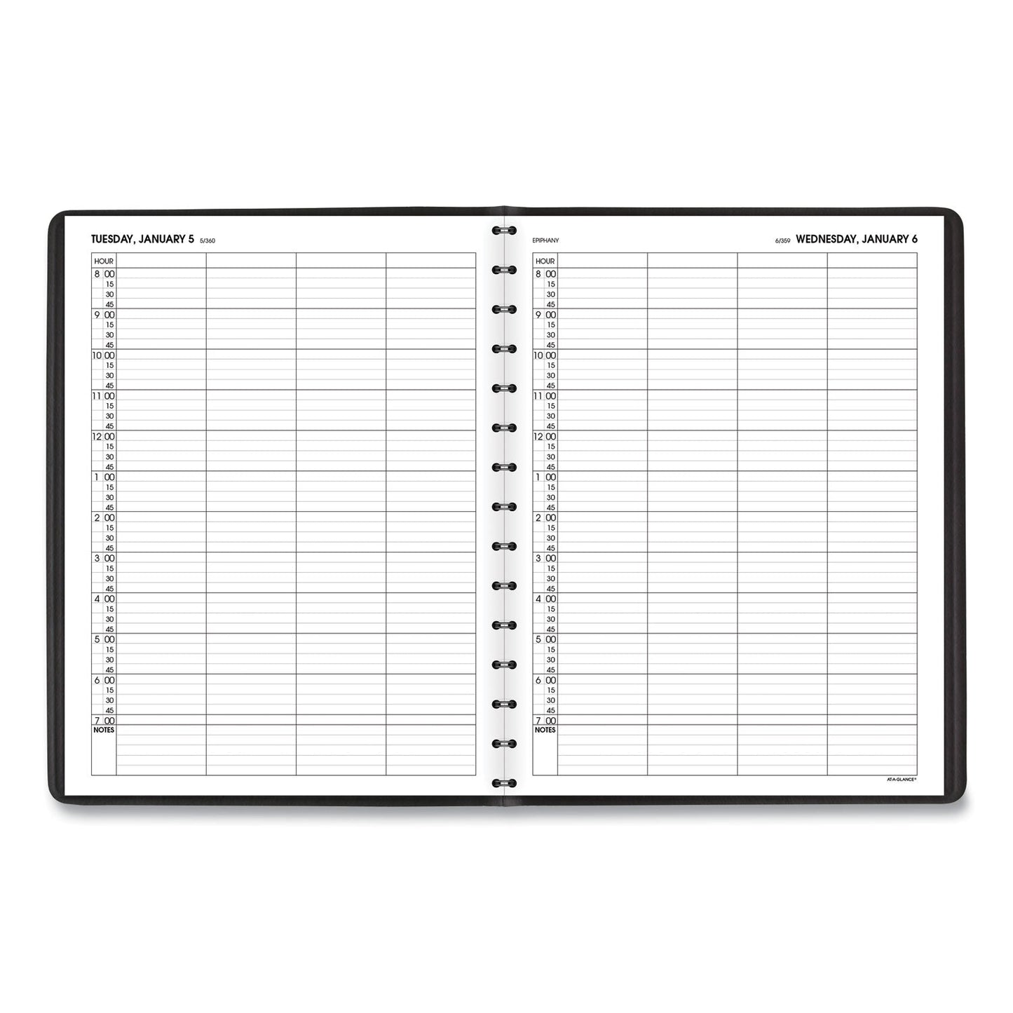 AT-A-GLANCE Four-Person Group Daily Appointment Book, 11 x 8, Black Cover, 12-Month (Jan to Dec): 2023