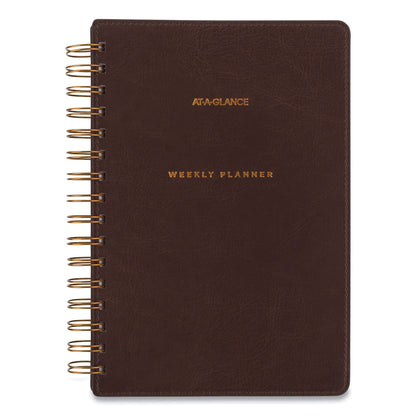 AT-A-GLANCE Signature Collection Distressed Brown Weekly Monthly Planner, 8.5 x 5.5, Brown Cover, 13-Month (Jan to Jan): 2023 to 2024