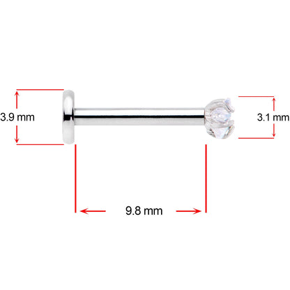 16G 3/8 Clear Pink Blue Star CZ Gem Labret Tragus Set of 3
