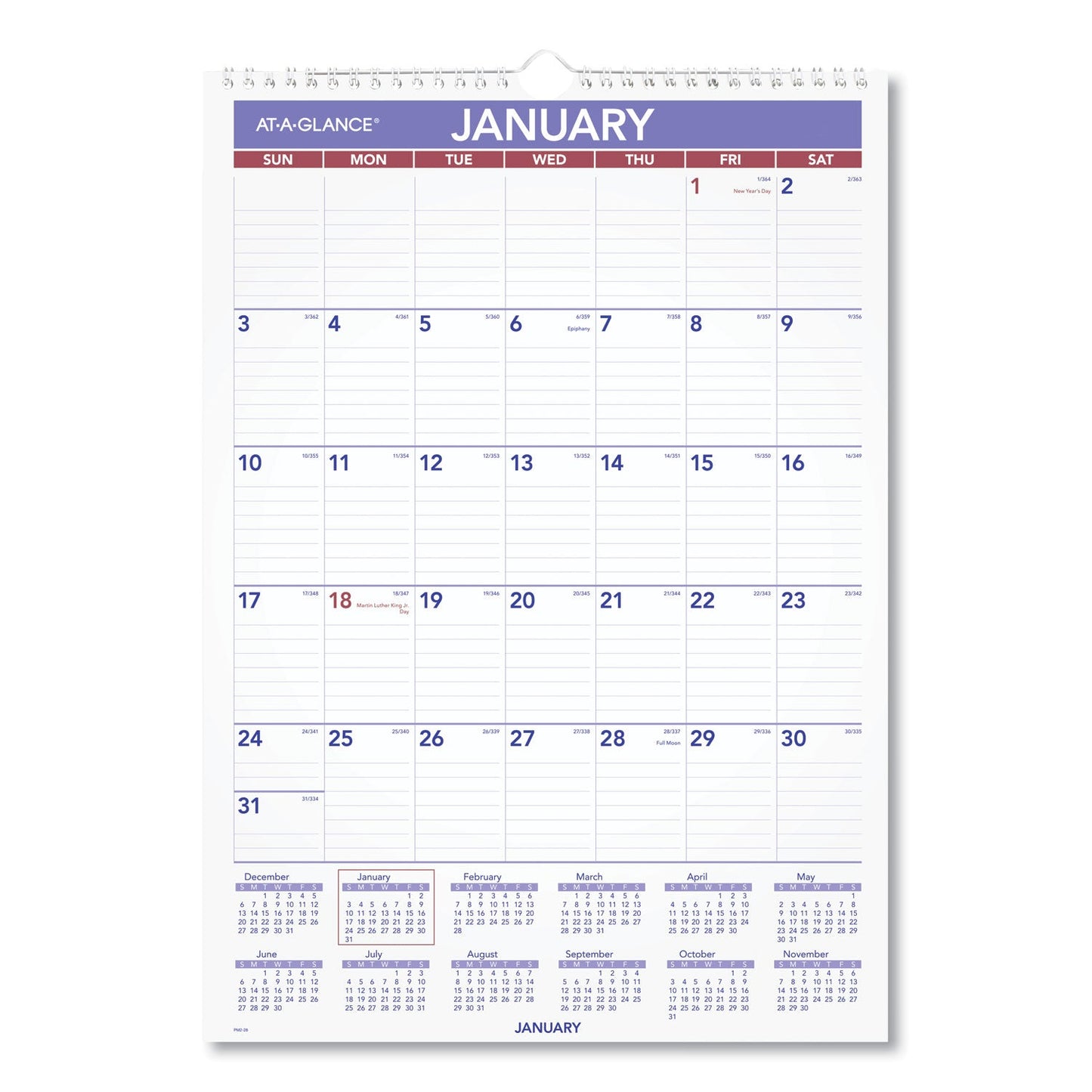 AT-A-GLANCE Monthly Wall Calendar with Ruled Daily Blocks, 12 x 17, White Sheets, 12-Month (Jan to Dec): 2023
