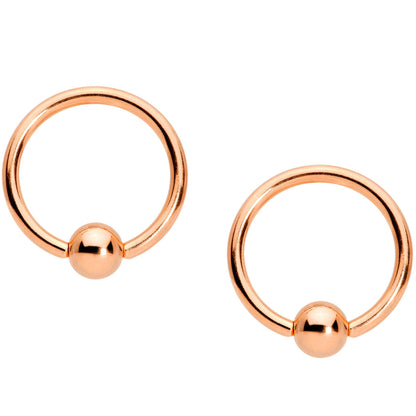 14G Rose Gold Tone Santa Captive Barbell Nipple Ring Set of 4