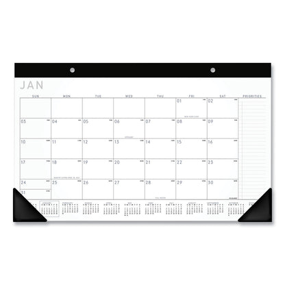 AT-A-GLANCE Contemporary Monthly Desk Pad, 18 x 11, White Sheets, Black Binding/Corners,12-Month (Jan to Dec): 2023