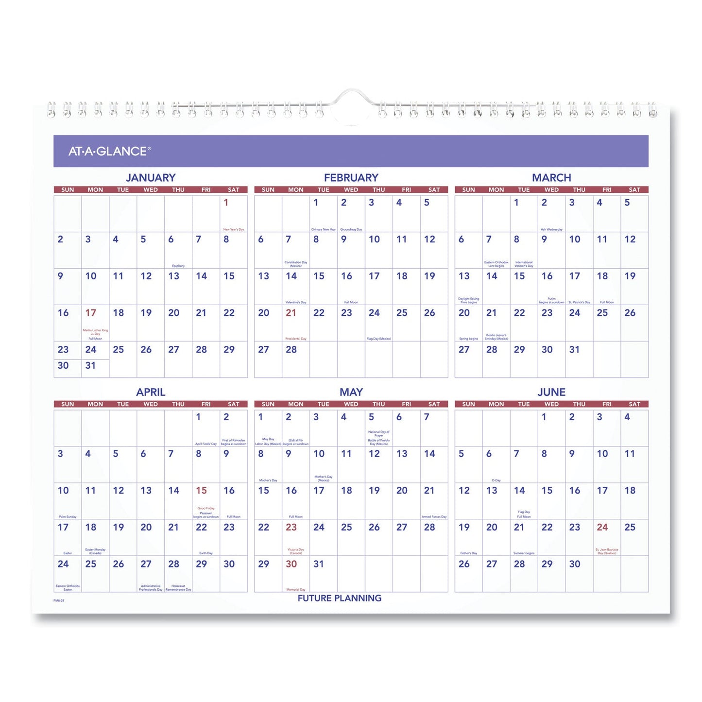 AT-A-GLANCE Monthly Wall Calendar, 15 x 12, White/Red/Blue Sheets, 12-Month (Jan to Dec): 2023