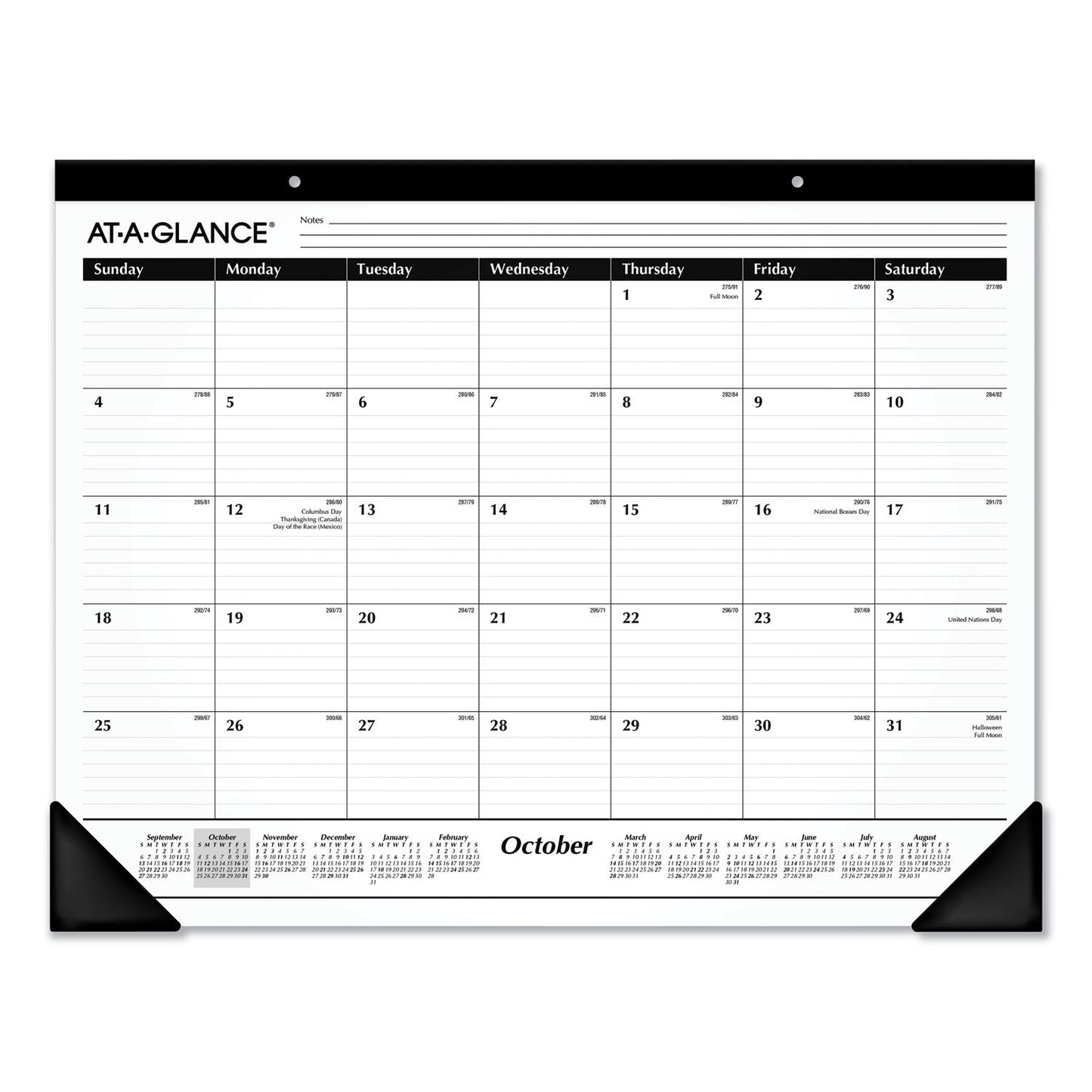 AT-A-GLANCE Academic Year Ruled Desk Pad, 21.75 x 17, White Sheets, Black Binding, Black Corners, 16-Month (Sept to Dec): 2022 to 2023