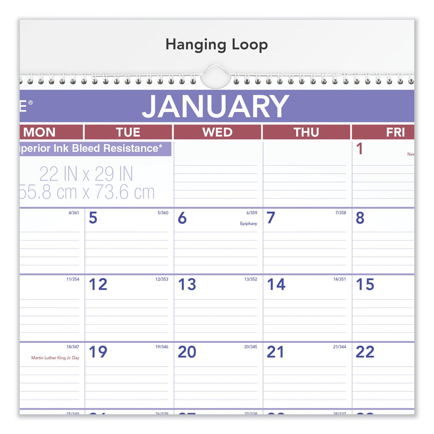 AT-A-GLANCE Two-Month Wall Calendar, 22 x 29, White/Blue/Red Sheets, 12-Month (Jan to Dec): 2023