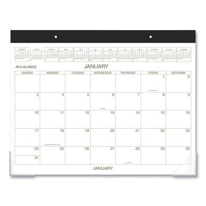 AT-A-GLANCE Two-Color Desk Pad, 22 x 17, White Sheets, Black Binding, Clear Corners, 12-Month (Jan to Dec): 2023