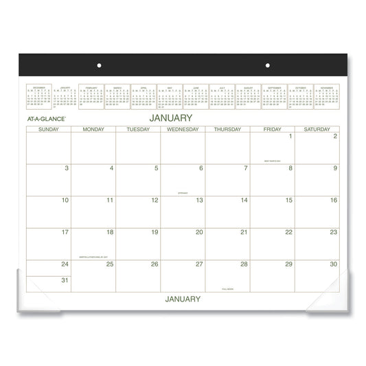 AT-A-GLANCE Two-Color Desk Pad, 22 x 17, White Sheets, Black Binding, Clear Corners, 12-Month (Jan to Dec): 2023