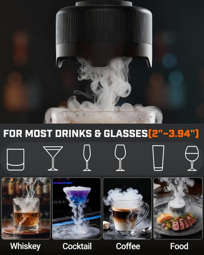 Electric Whiskey Smoker Kit with Adjustable Smoke Control (0–60S), Cocktail Smoker Kit with 6 Wood Chips, No Butane Needed, Old Fashioned Smoker Kit, Bourbon Gifts for Men, Wood Grain