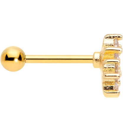 16G 5/16 Clear CZ Gold Tone Flowers Cartilage Tragus Earring