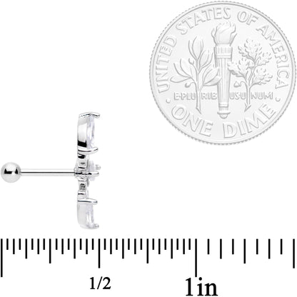18G 5/16 Clear CZ Gem Geometric Crest Cartilage Tragus Earring