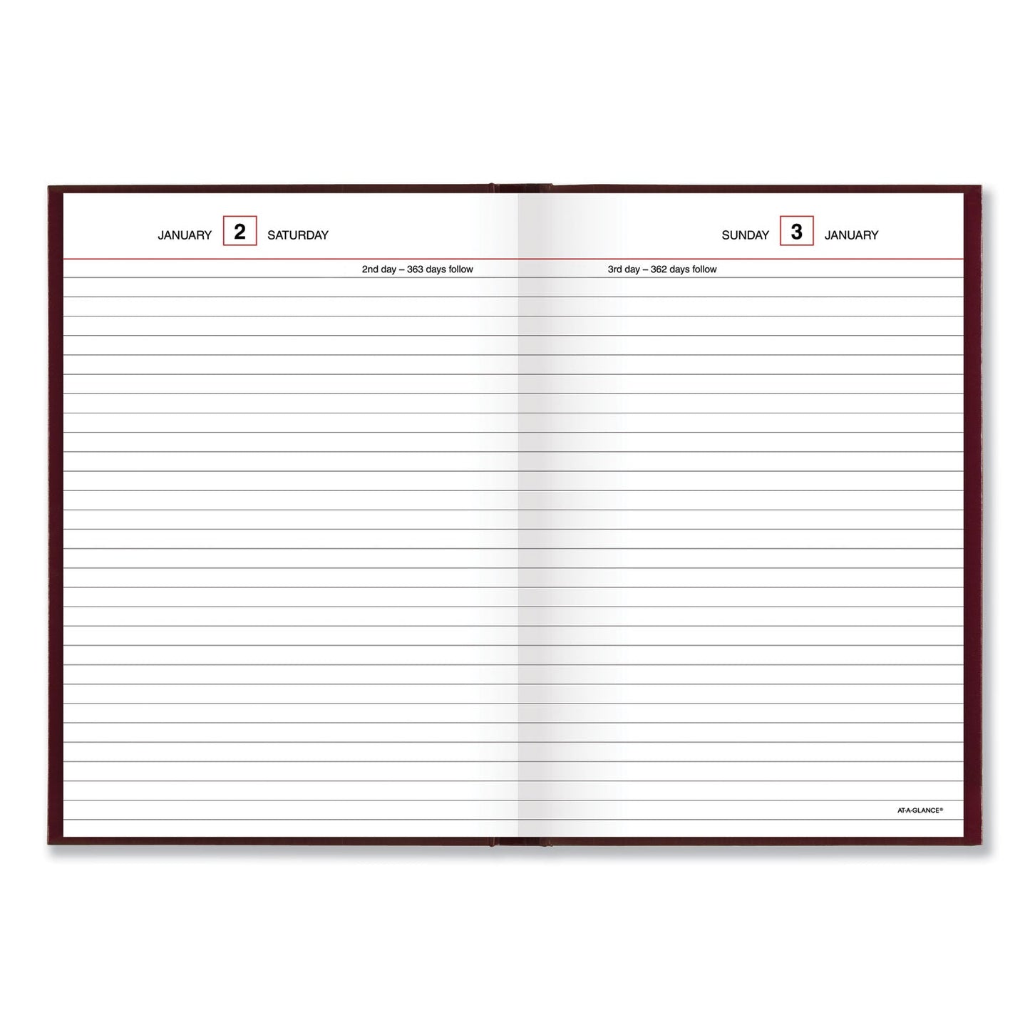 AT-A-GLANCE Standard Diary Daily Reminder Book, 2023 Edition, Medium/College Rule, Red Cover, 8.25 x 5.75, 201 Sheets