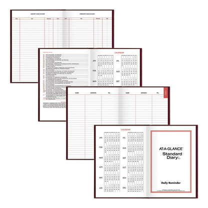 AT-A-GLANCE Standard Diary Daily Reminder Book, 2023 Edition, Medium/College Rule, Red Cover, 8.25 x 5.75, 201 Sheets