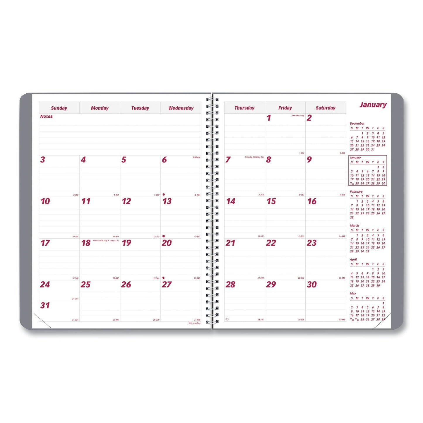 Brownline Mountains 14-Month Planner, Mountains Photography, 11 x 8.5, Blue/Green Cover, 14-Month (Dec to Jan): 2022 to 2024
