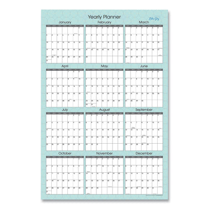 Blue Sky Picadilly Laminated Erasable Wall Calendar, Geometric Artwork, 36 x 24, White/Teal Sheets, 12-Month (Jan-Dec): 2023