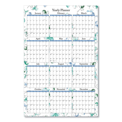 Blue Sky Lindley Laminated Erasable Wall Calendar, Lindley Floral Artwork, 36 x 24, White/Blue/Green Sheets, 12-Month (Jan-Dec): 2023