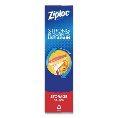 Ziploc Double Zipper Storage Bags, 1 gal, 1.75 mil, 10.56" x 10.75", Clear, 38/Box