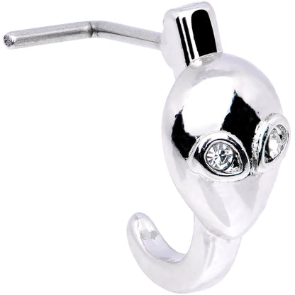 20G Clear Gem Alien Invader Faux Hoop L Shaped Nose Ring