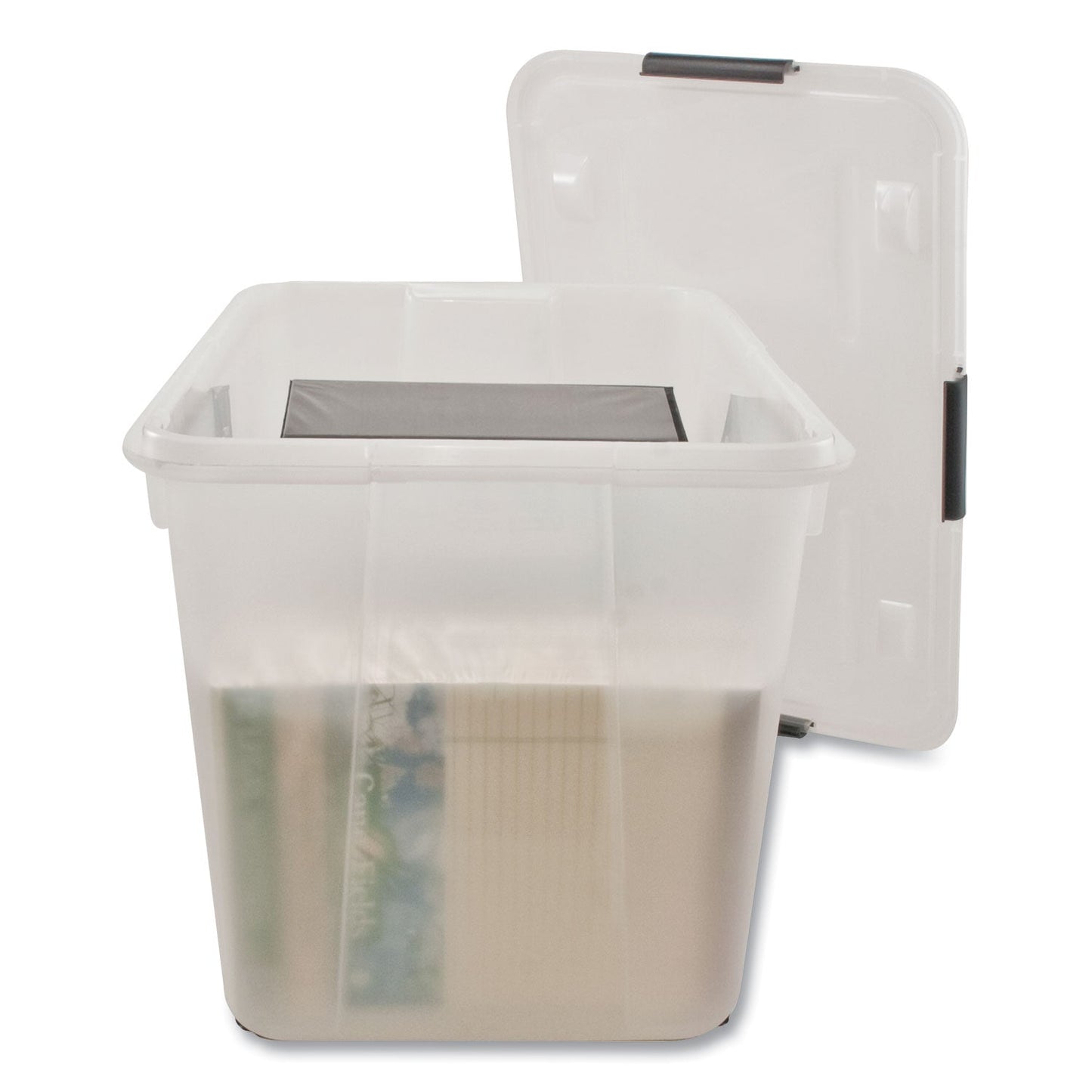 Advantus Rolling 15-Gal. Storage Box, Letter/Legal Files, 23.75" x 15.75" x 15.75", Clear