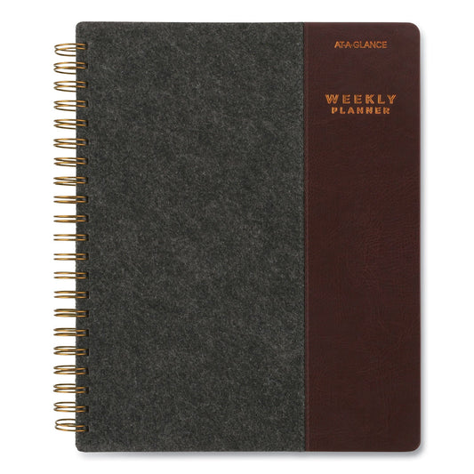 AT-A-GLANCE Signature Collection Two-Toned Weekly/Monthly Planner, 11 x 8.5, Gray/Brown Cover, 13-Month (Jan to Jan): 2023 to 2024