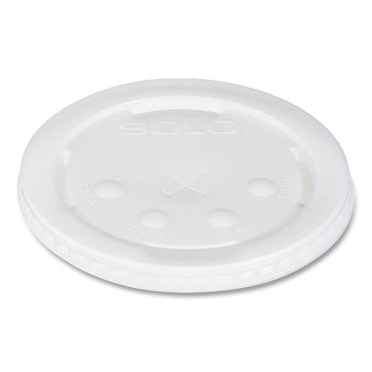 Dart Polystyrene Plastic Flat Straw-Slot Cold Cup Lids, Fits 28 oz Cups, Translucent, 960/Carton
