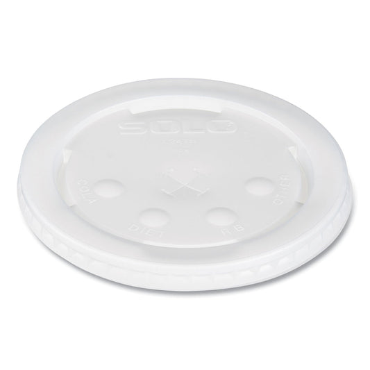 Dart Polystyrene Plastic Flat Straw-Slot Cold Cup Lids, Fits 28 oz Cups, Translucent, 960/Carton