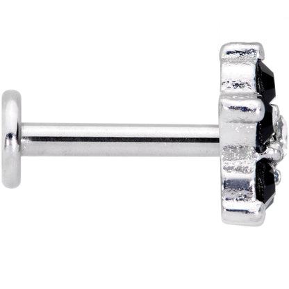 16G 5/16 CZ Gem Black Gem Flower Internally Threaded Labret