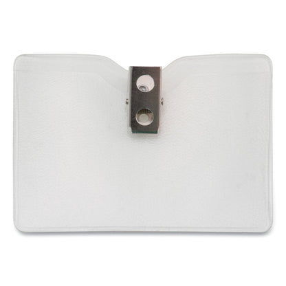 Advantus Security ID Badge Holders with Clip, Horizontal, Clear 3.5" x 3" Holder, 3.5" x 3" Insert, 50/Box