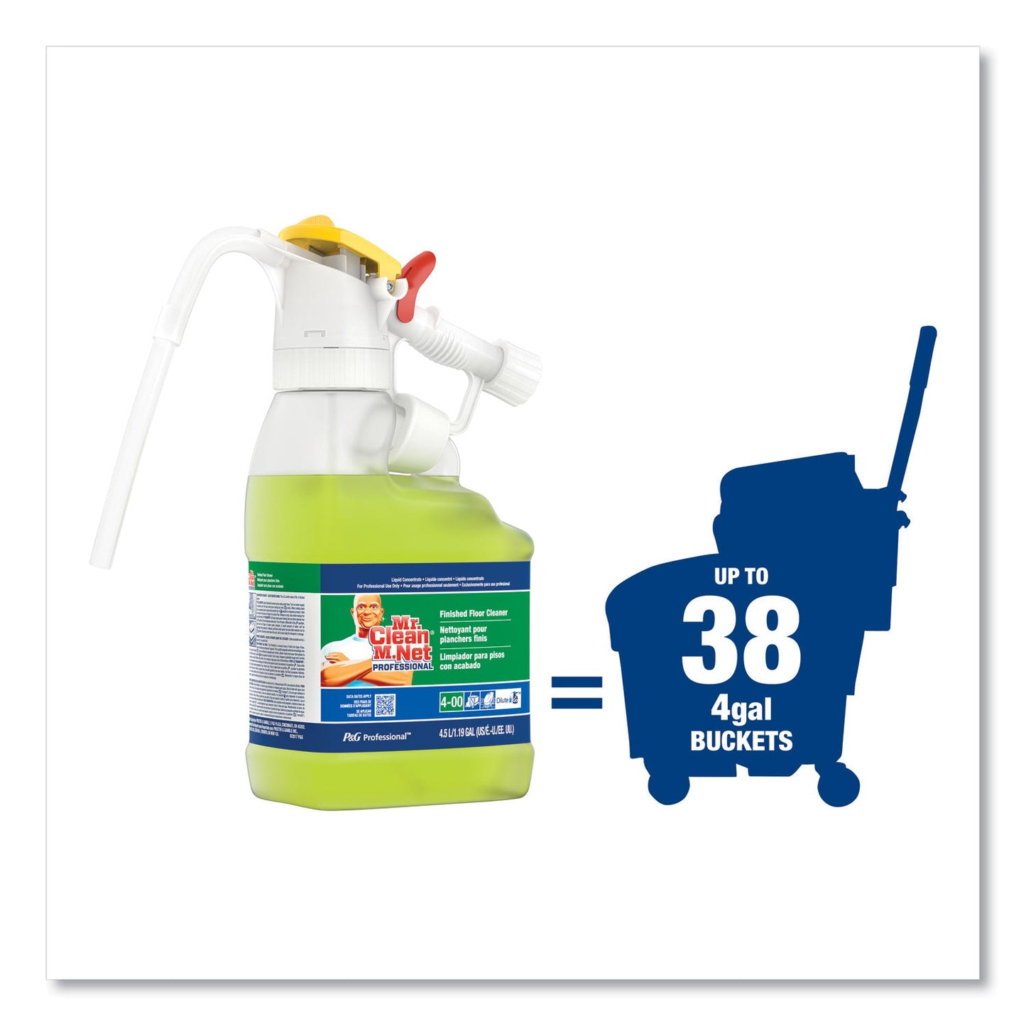 P&G Professional Dilute 2 Go, Mr Clean Finished Floor Cleaner, Lemon Scent, 4.5 L Jug, 1/Carton