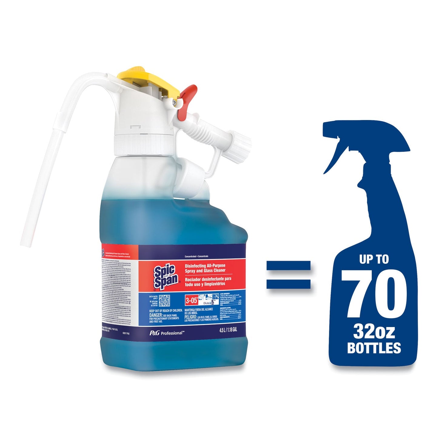 P&G Professional Dilute 2 Go, Spic and Span Disinfecting All-Purpose Spray and Glass Cleaner, Fresh Scent, , 4.5 L Jug, 1/Carton
