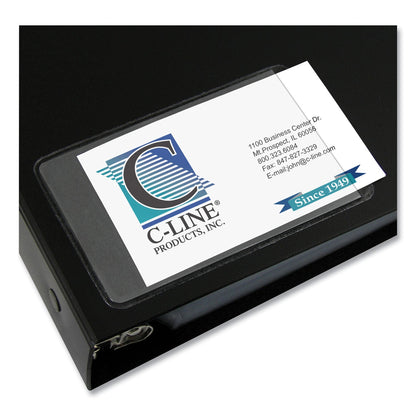 C-Line Self-Adhesive Business Card Holders, Side Load, 2 x 3.5, Clear, 10/Pack