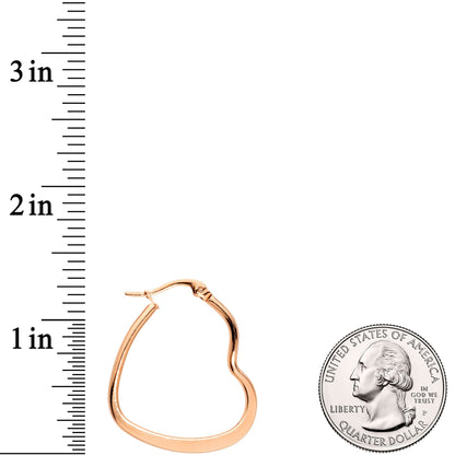 30mm Rose Gold Tone PVD Stainless Steel Heart Hoop Earrings