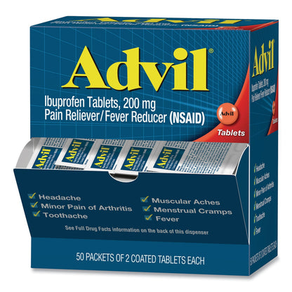 Advil Ibuprofen Tablets, Two-Pack, 50 Packs/Box