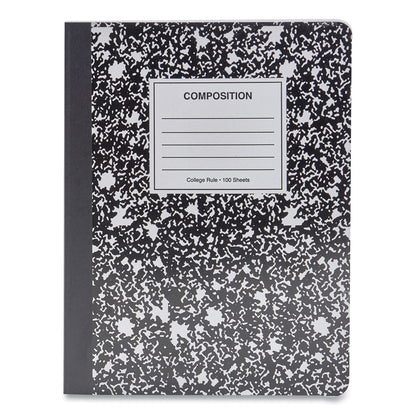 Universal Composition Book, Medium/College Rule, Black Marble Cover, 9.75 x 7.5, 100 Sheets