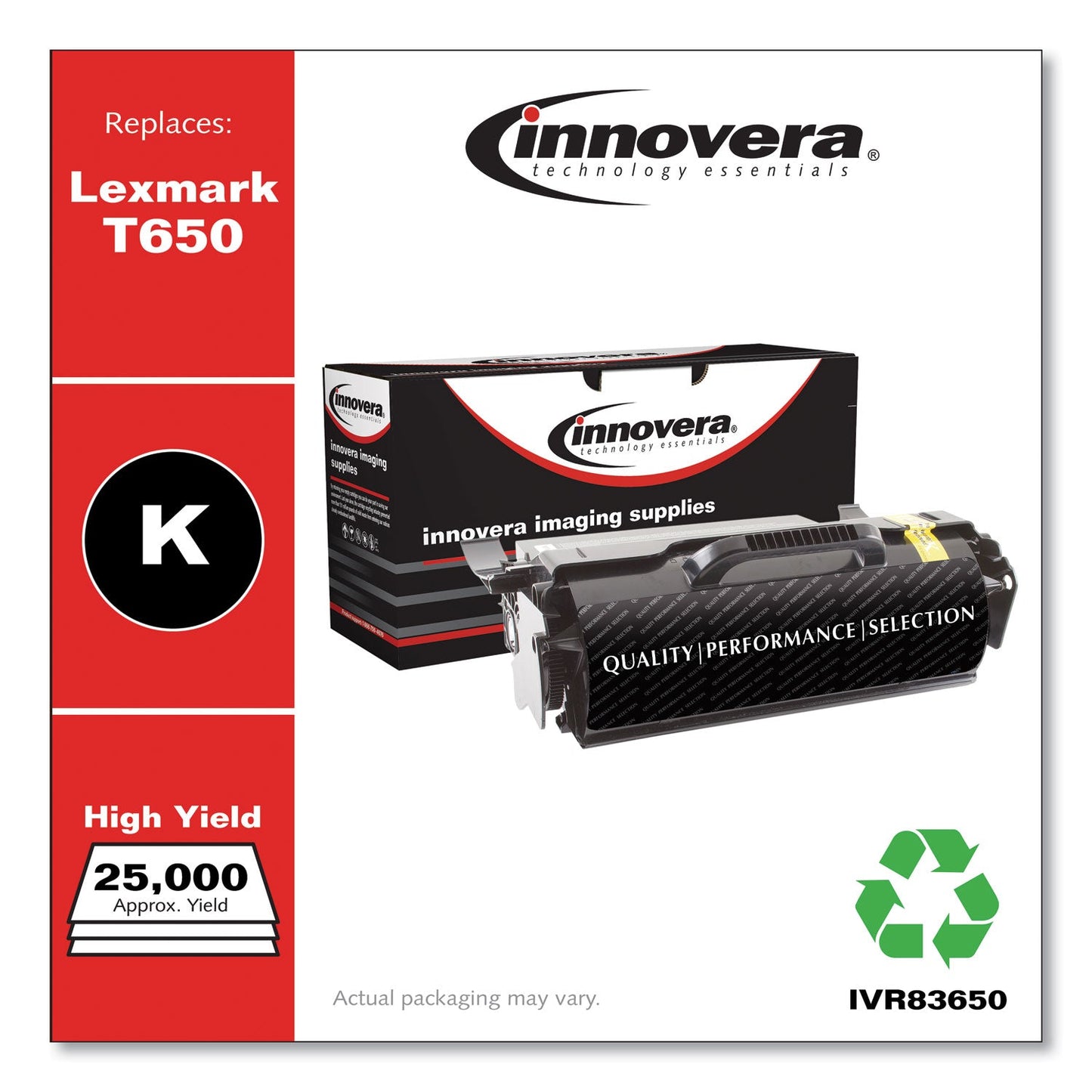 Innovera Remanufactured Black Toner, Replacement for T650H21A, 25,000 Page-Yield