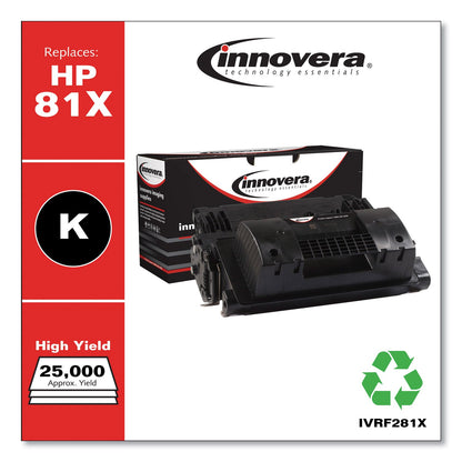 Innovera Remanufactured Black High-Yield Toner, Replacement for 81X (CF281X), 25,000 Page-Yield