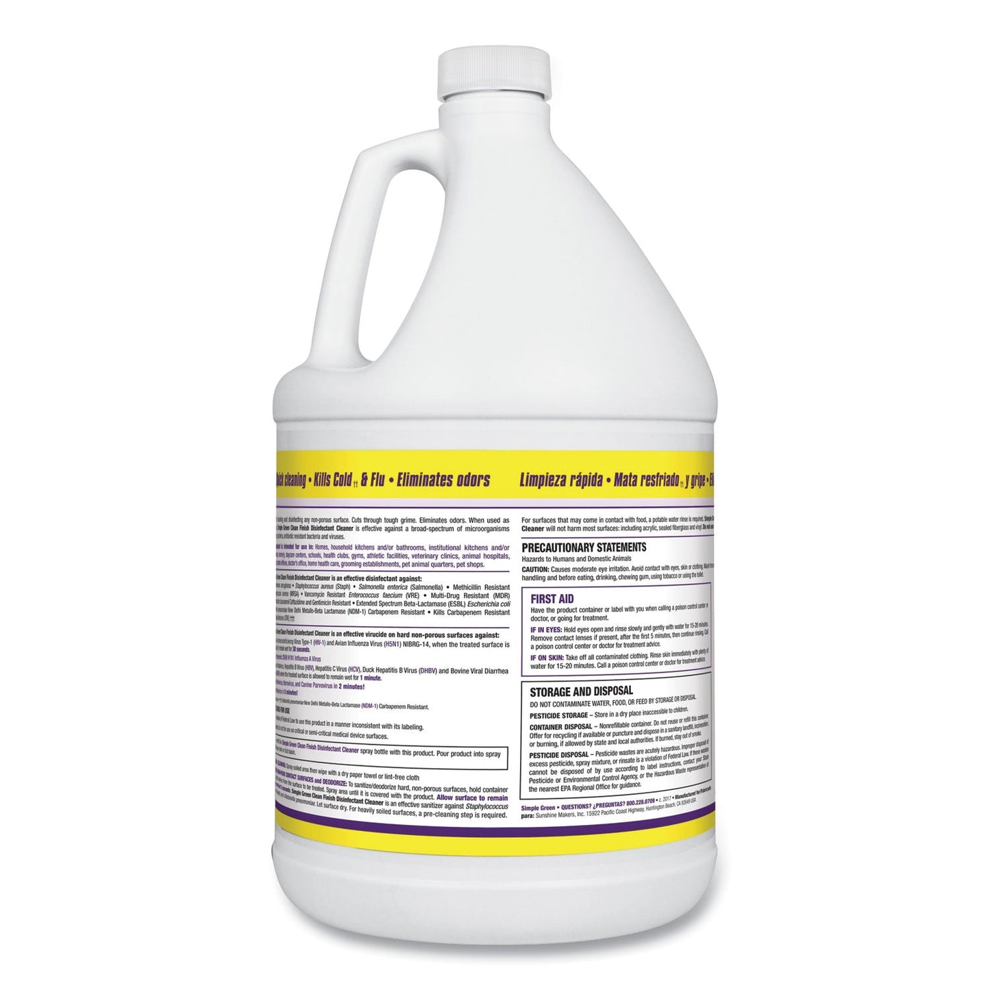 Simple Green Clean Finish Disinfectant Cleaner, 1 gal Bottle, Herbal, 4/CT