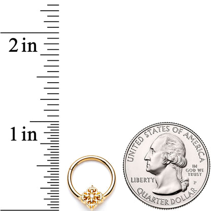 16G 3/8 Clear CZ Gold Tone Regal Rhombus Hinged Segment Ring