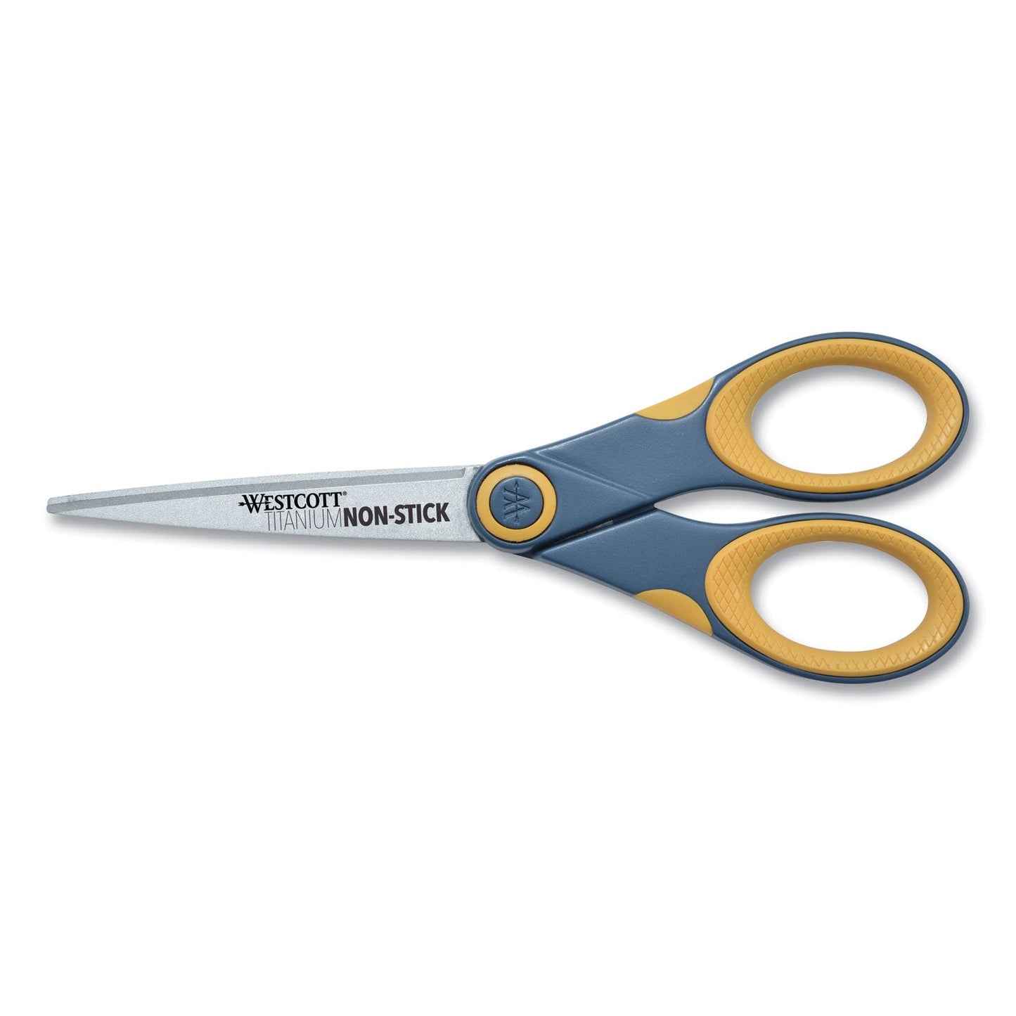 Westcott Non-Stick Titanium Bonded Scissors, 7" Long, 3" Cut Length, Gray/Yellow Straight Handle