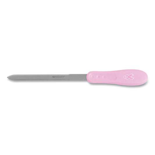 Westcott Pink Ribbon Stainless Steel Letter Opener, 9", Pink
