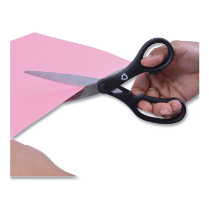 Westcott KleenEarth Basic Plastic Handle Scissors, 8" Long, 3.25" Cut Length, Black Straight Handle