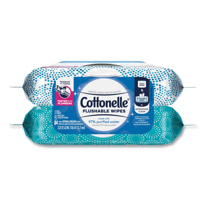 Cottonelle Fresh Care Flushable Cleansing Cloths, 3.73 x 5.5, White, 84/Pack