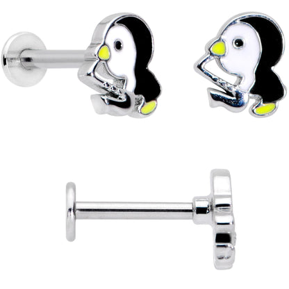 16G 5/16 Clear Gem Winter Penguin Labret Monroe Tragus Set of 3